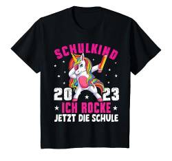 Kinder Schulkind 2023 Dabbing Unicorn Ich Rocke Jetzt Die Schule T-Shirt von Einschulung Mädchen Kita Abschied Erstklässler