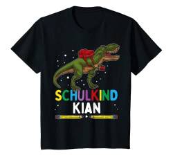 Kinder Schulkind Kian Einschulung Dinosaurier Vornamen T-Shirt von Einschulung Personalisiert Kian