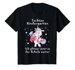 Kinder Schulanfang T-Shirt Einhorn mit erstklassiger Zuckertüte T-Shirt von Einschulung Tschüss Kindergarten - Hallo Schule