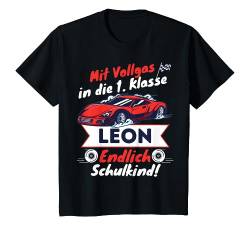 Kinder Mit Namen Personalisiertes Schulanfang 2023 Leon Schulstart T-Shirt von Einschulung jetzt 1. Klasse Jungen Shirt mit Namen