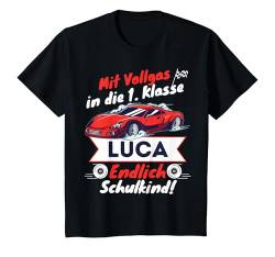 Kinder Mit Namen Personalisiertes Schulanfang 2023 Luca Schulstart T-Shirt von Einschulung jetzt 1. Klasse Jungen Shirt mit Namen