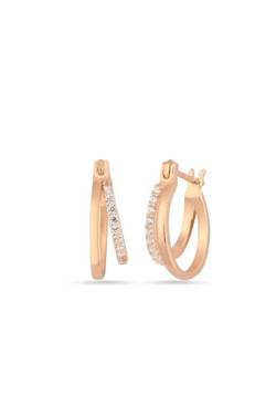 Einzelstück® Ohrenstecker Chakra Hoops I Mit Zirkonia Steinen I 925 Sterling Silber 14K Rosegold vergoldet I Silber Ohrringe I Handgefertigtes Unikat I Antiallergen & nickelfrei (Rosegold) von Einzelstück