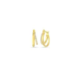 Einzelstück® Ohrenstecker Chakra Hoops I Mit Zirkonia Steinen I 925 Sterling Silber 14K vergoldet I Silber Ohrringe I Handgefertigtes Unikat I Antiallergen & nickelfrei (Gold) von Einzelstück