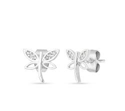 Einzelstück® Ohrringe mit Libelle | 925 Sterling Silber Echtschmuck | Silber Schmuck (Dragonfly Ohrstecker Silber) von Einzelstück