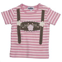 Baby Shirt rosa Tracht Ringelshirt mit Hosenträger Applikation von Eisenherz