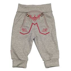 Eisenherz Babyhose Jogginghose in grau für Bub und Mädchen mit schönen Stickereien elastischem Bund - süßer Trachtenlook in Größe 74-80 von Eisenherz