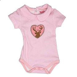 Eisenherz Trachten Babybody - Body Kurzarm mit Kragen, mit Hirschaplikation für Mädchen in rosa - EIN tolles Geschenk, in Größe 86 von Eisenherz