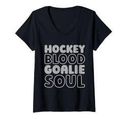 Damen Torhüter Maske Tormann - Tor Eishockey Torwart T-Shirt mit V-Ausschnitt von Eishockey Torwart Geschenke & Ideen