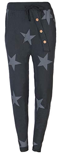 Eitex Damen Jogginghose Sweatpants mit Sternen Anker Camouflage und Uni Farben (40/42, Stern grau) von Eitex