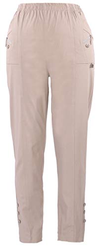 Eitex Damen Übergröße Gr. 40-56 hochwertige Stretch Hose große Größen Stoff-Hose Gummibund Schwarz Marine auch in Übergröße bis Gr. 56 (beige, 54/56) von Eitex