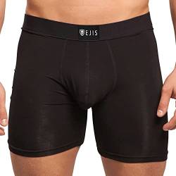 Ejis Schweißabwehr-Boxershorts | Komforttasche | Schweißsichere Mikro-Modalfaser (S, Schwarz) von Ejis