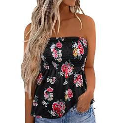 Damen Sommer Sexy Tube Top Schulterfrei Ärmellos Tops Rückenfrei Sexy Oberteile Sommer Bluse Bandeau Schlauchshirt mit Plissee Bandeau Boob Bluse Shirt Weste Tops(L-Typ 4) von Ejoyous