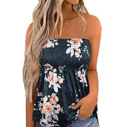 Damen Sommer Sexy Tube Top Schulterfrei Ärmellos Tops Rückenfrei Sexy Oberteile Sommer Bluse Bandeau Schlauchshirt mit Plissee Bandeau Boob Bluse Shirt Weste Tops(XL-Typ 3) von Ejoyous