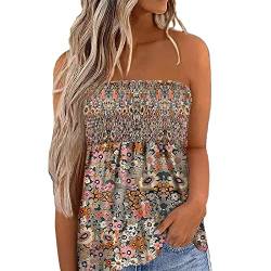 Damen Sommer Sexy Tube Top Schulterfrei Ärmellos Tops Rückenfrei Sexy Oberteile Sommer Bluse Bandeau Schlauchshirt mit Plissee Bandeau Boob Bluse Shirt Weste Tops(XXXL-Nr.1) von Ejoyous