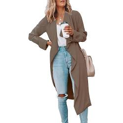 Ejoyous Mantel Damen lang elegante Jacke Winter Trenchcoat, Lange Reine Farbe Weiche Bequeme Frauen Mantel für Outing Travel Party (L) von Ejoyous