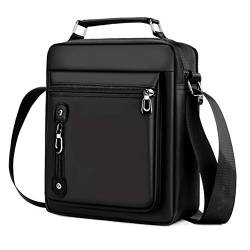 Herren Umhängetasche Business Messenger Tasche Oxford Reißverschlusstasche für Männer mit Schultergurt 22 * 9 * 27 cm (Black) von Ejoyous