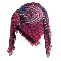 Ekakashop Damen Dreieck Schal Winterschal Herren Dreiecksschal Warme Dreieckstuch mit Quaste Baumwolle Soft Frauen Plaid Deckenschal Halstuch Scarf Herbstschal von Ekakashop