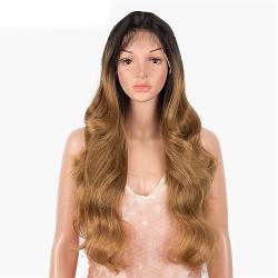 13 * 4 Zoll handgewebte vordere Spitzenperücke mit langem lockigem Haar, sexy Chemiefaser-Kopfbedeckung for Frauen (Color : 12, Size : 13inch) von EkeNoz