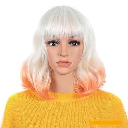 Damenperücke, kurzes lockiges Haar, Halloween-Cosplay, Chemiefaser-Kopfbedeckung, modische Persönlichkeitsperücke for Frauen (Color : 7, Size : 1) von EkeNoz