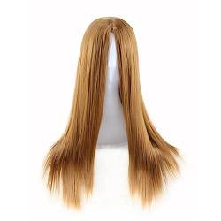 Damenperücken, mittlerer Pony, langes, glattes Haar, Reparatur, Gesicht, Chemiefaser-Perücken Modedekoration (Color : 1, Size : 1) von EkeNoz