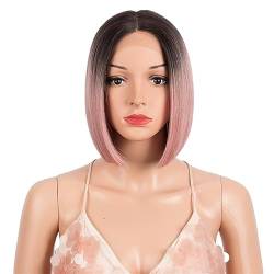 Modische Damen-Perücke, kurzes glattes Haar, mittlere Bobo-Kopf-Perücke, chemische Faserhaar-Perücke, Kopfbedeckung (Color : 1, Size : 10 inch) von EkeNoz