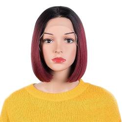 Modische Damen-Perücke, kurzes glattes Haar, mittlere Bobo-Kopf-Perücke, chemische Faserhaar-Perücke, Kopfbedeckung (Color : 11, Size : 10 inch) von EkeNoz