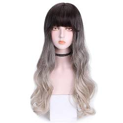 Perücke weiblich grau Farbverlauf Mode langes lockiges Haar süße Cosplay Party Perücke Modedekoration von EkeNoz