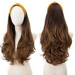 Perücken Frauen langes lockiges Haar Haarbänder Kopfbedeckungen realistische Perücken Modedekoration (Color : 6, Size : 24 inch) von EkeNoz