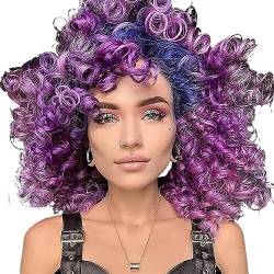 Perücken afrikanische kleine Locken flauschige Locken weibliche Perücken Chemiefaser-Kopfbedeckung Modedekoration (Color : 1, Size : 1) von EkeNoz