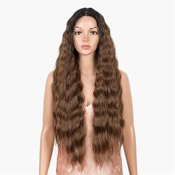 Spitzenperücke for Damen, gewellt, langes lockiges Haar, chemische Faser, Kopfbedeckung, modische Perücke (Color : 9, Size : 1) von EkeNoz