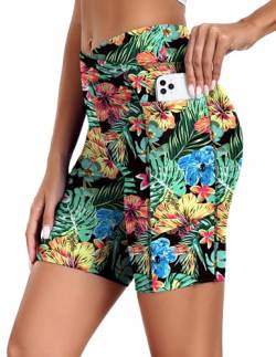 Ekouaer Damen Lange Badehose Hohe Taille Schwimmhose Schnell Trocknendes S von Ekouaer