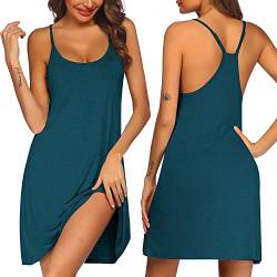 Ekouaer Damen Nachthemd Ärmellos Chemise Nachtwäsche Sexy Lose Full Slips Negligee V-Ausschnitt Sleepshirt Soft Jersey Dessous von Ekouaer