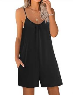 Ekouaer Damen Nachtwäsche Modal Overall Bequeme lose Harem Overall One Piece Body Pyjamas Large Schwarz von Ekouaer