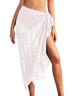 Ekouaer Damen Strand Wrap Sarong Vertuschung Badeanzug Wickelröcke ANG Strandkleid Sexy Bikini Vertuschen Leicht Weich TapisserieWickeltuch, Weiß Swiss Dot von Ekouaer