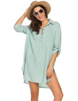 Ekouaer Damen Strandkleid Bikini Strandponcho Sommer Kaftan Strandtunika Damen Bikini Cover Up Shirts, Hellgrün, XL von Ekouaer