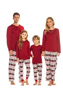 Ekouaer Pyjamas Set Damen Lang Weihnachten Schlafanzug Lang Sleepwear warm Loungewear Familie Pajama Set Rentier S von Ekouaer