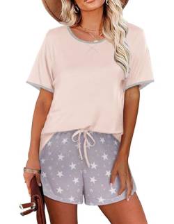 Ekouaer Schlafanzug Damen Kurz Pyjamas Set Kurzarm Sommer Loungewear Sleepwear Hausanzug L von Ekouaer