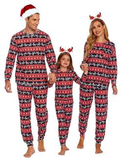 Ekouaer Schlafanzug Jungen Weihnachten Pyjamas Set Manner Familien-Schlafanzug für Familie Bedruckte Nachtwäsche Outfits, Kind-Davidshirsch, 150 von Ekouaer