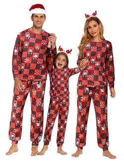 Ekouaer Weichnachtspyjamas Weihnachtsschlafanzüge Christmas Pyjama Set Familien Zweiteilige Nachtwäsche Partner Christmas Loungewear, Herren-Schneemann, XL von Ekouaer