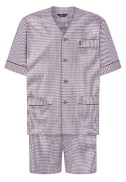 El Búho Nocturno Schlafanzug Herren Kurz Baumwolle Sommer Pyjama Männer Klassisch Streifen Kariert Große Größen, (Pyjama Popeline Rot 4541_30), (XXL) von El Búho Nocturno