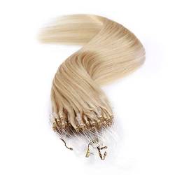 Elailite 40cm Micro Loop Extensions Echthaar, Microring Haarverlängerung Bondings, 50g 100 Strähnen Prebonded Haarteil, Glatt, 16" #613 Gebleichtes Blond von Elailite