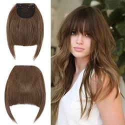 Elailite Clip in Pony Haarteil, 30g 20cm Fringe Bangs Extension Front Hair, Haarverlängerung Haarteile Natürliche Wirkung - Goldbraun von Elailite