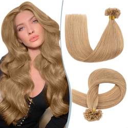 Elailite U-Tip Echthaar Bonding Extensions Keratin Haarverlängerung Haar Glatt 200 Strähnen 100g 16"/40cm - 2 sets #27 Honigblond von Elailite