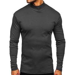 Elainone Herren Langarmshirts Baumwolle Thermo Oberteil Einfarbig Stehkragen Thermounterhemd, Dunelgrau M von Elainone