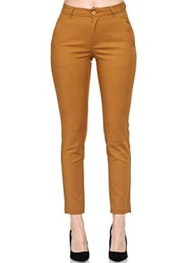 Elara Damen Chinohose Stoffhose Chunkyrayan A160-2 Camel-38 (M) von Elara