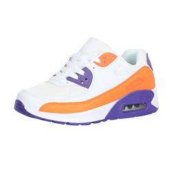 Elara Damen Herren Sneaker Sport Laufschuhe Turnschuhe Chunkyrayan P G21 Weiss/Orange/Lila-38 von Elara