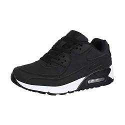 Elara Damen Herren Sneaker Sport Laufschuhe Turnschuhe Chunkyrayan RD6935-Y9801 Black-39 von Elara