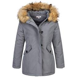 Elara Damen Jacke Winterparka Mantel Kunstfell Chunkyrayan 20401 Dunkelgrau 36 (S) von Elara