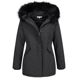 Elara Damen Jacke Winterparka Mantel Kunstfell Chunkyrayan 20401 Schwarz 38 (M) von Elara