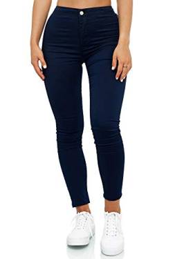 Elara Damen Jeans High Waist Slim Fit Chunkyrayan JS710-3 Blau 36 (S) von Elara